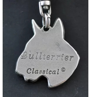 Bull Terrier, Bullterrier III - Halskette mit Hund, versilberter Anhänger für Hundefans, einzigartiger Schmuck der Marke Art-Dog