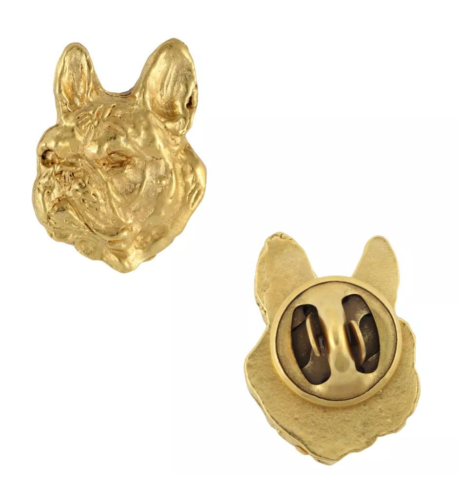 French Bulldog, Frenchie II - Dog brooch in decorative box, elegant gold-plated pin, Art-Dog brand jacket pin