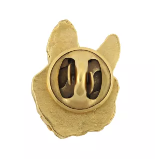 Französische Bulldogge II - Hundebrosche in dekorativer Box, elegante vergoldete Anstecknadel, Jackenbrosche der Marke Art-Dog