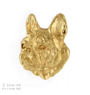 Französische Bulldogge II - Hundebrosche in dekorativer Box, elegante vergoldete Anstecknadel, Jackenbrosche der Marke Art-Dog
