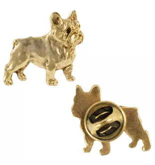 Bouledogue français I - broche plaquée or, ornement élégant pour chien, broche unique de la marque Art-Dog