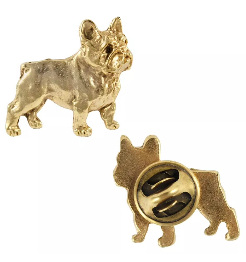 French Bulldog, Frenchie I - gold-plated pin brooch, elegant dog ornament, unique pin by Art-Dog brand