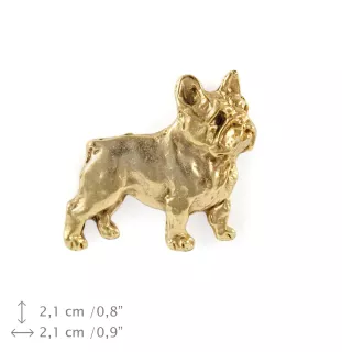 Bouledogue français I - broche plaquée or, ornement élégant pour chien, broche unique de la marque Art-Dog