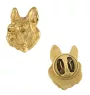 Französische Bulldogge II - Vergoldete Brosche, eleganter Hundeschmuck, einzigartige Brosche der Marke Art-Dog