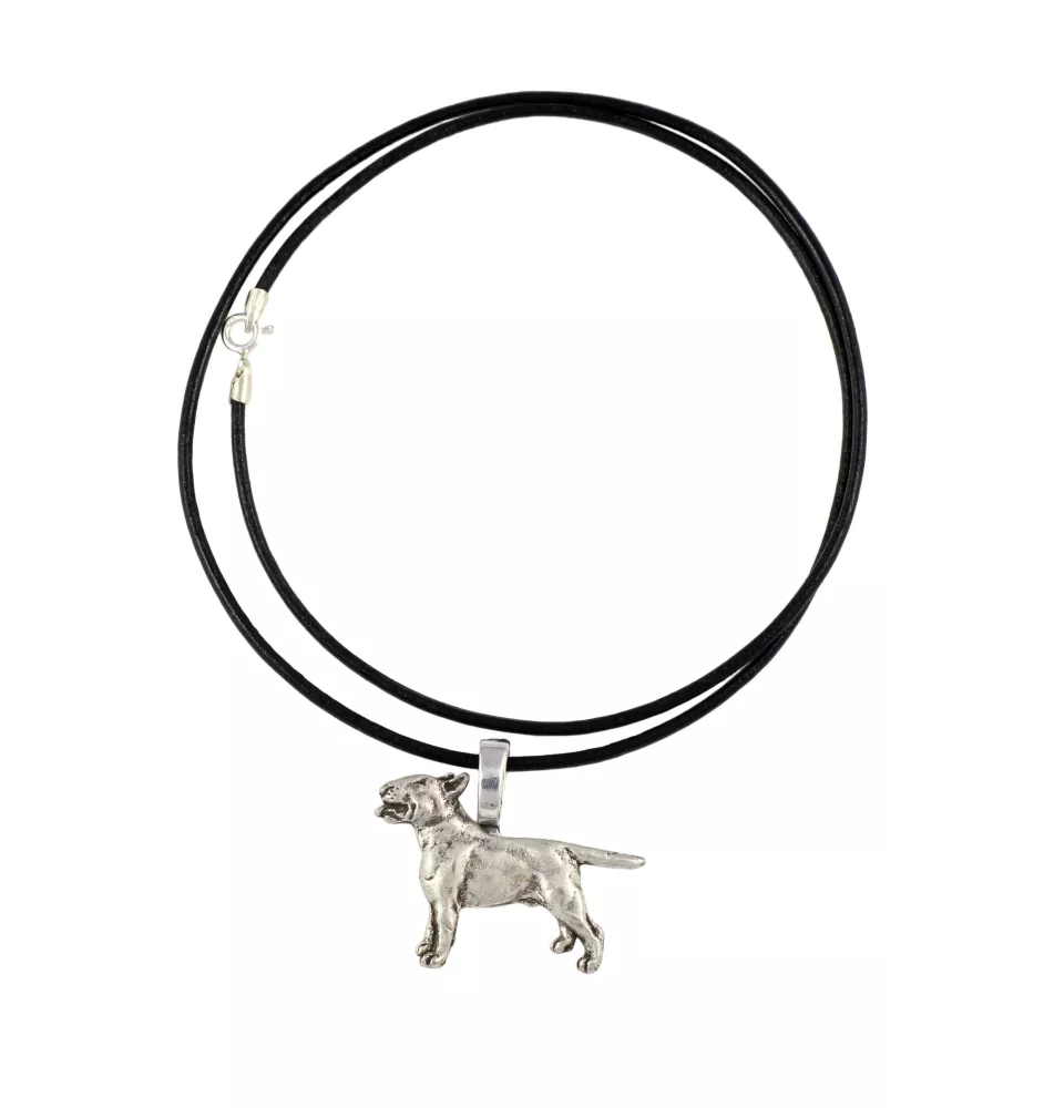Bull Terrier I - Collier pour chien, pendentif plaqué argent pour l'amoureux des chiens, bijoux subtils par Art-Dog