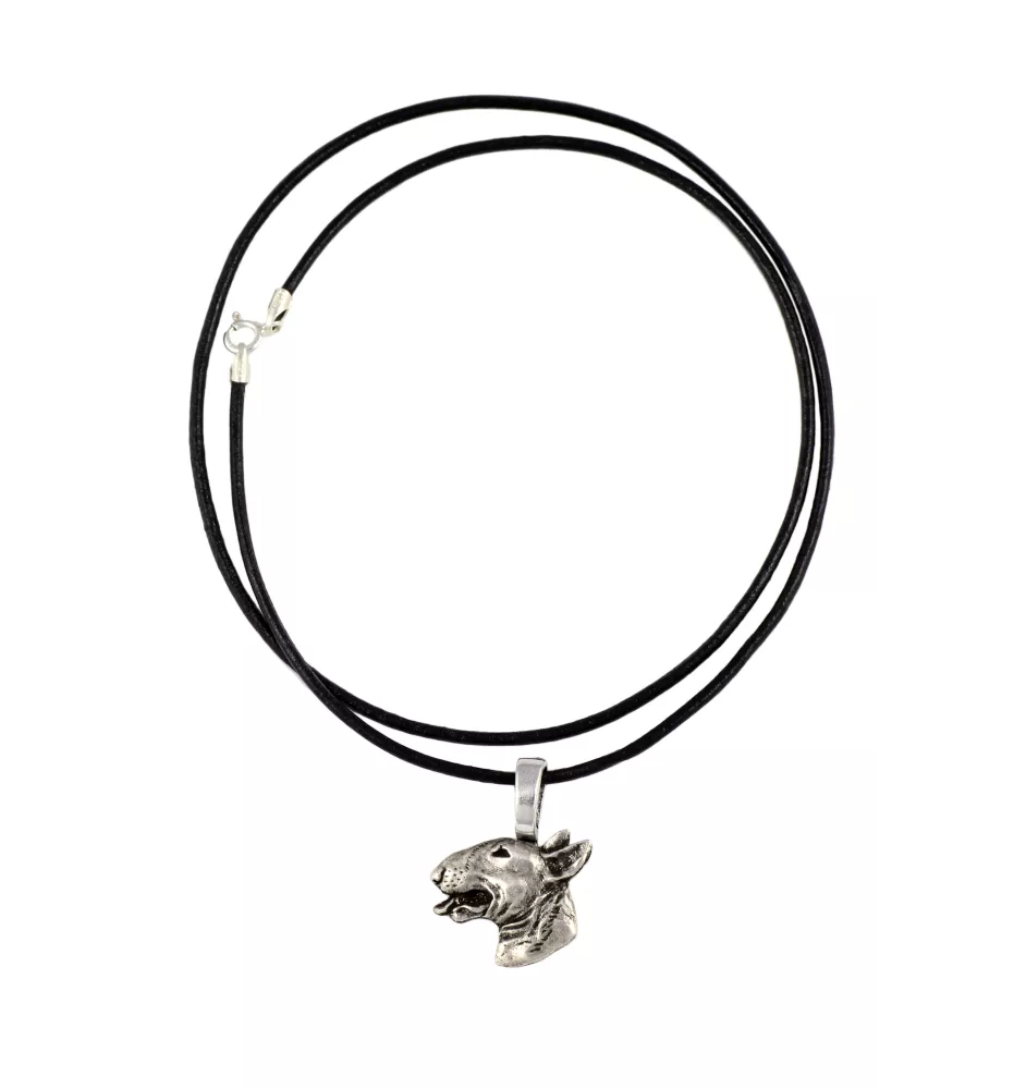 Bull Terrier II - Collier pour chien, pendentif plaqué argent pour l'amoureux des chiens, bijoux subtils par Art-Dog