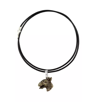 Bull Terrier, Bullterrier III - Hundehalsband, versilberter Anhänger für den Hundeliebhaber, dezenter Schmuck von Art-Dog