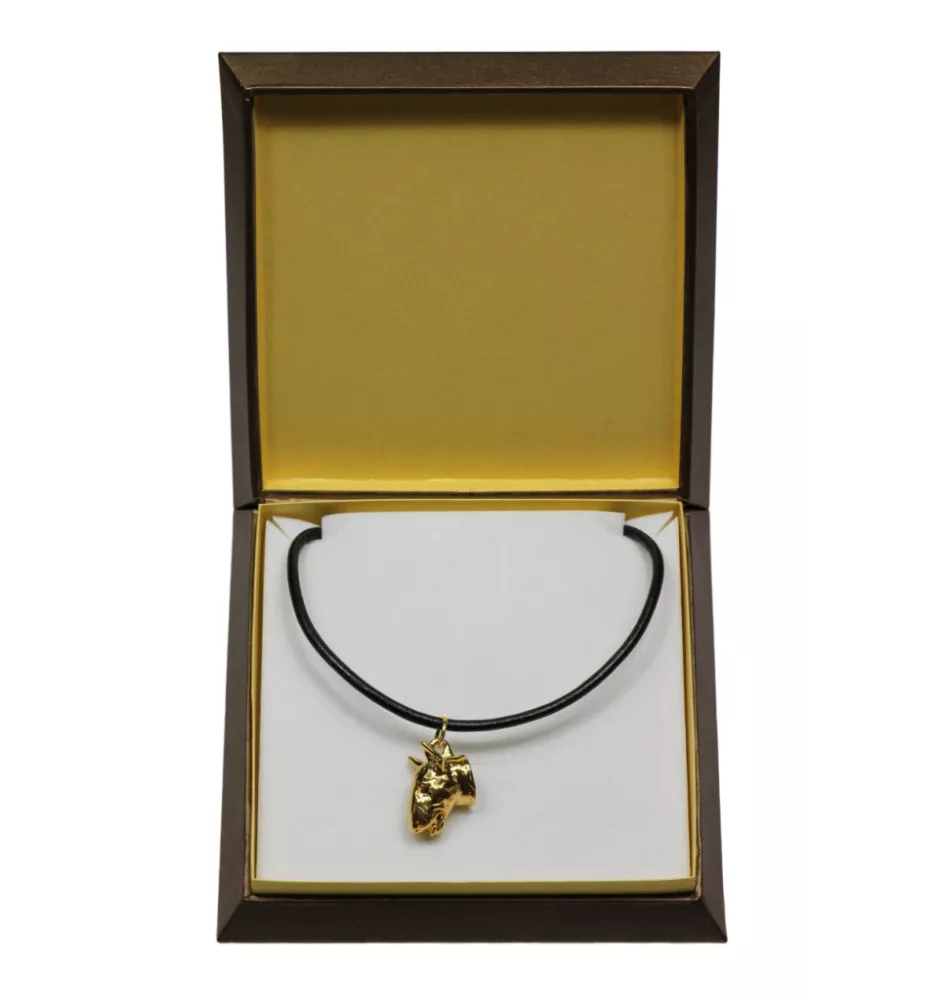Bull Terrier, Bully I - Dog necklace in gift box, gold-plated pendant for dog fan, striking jewellery by Art-Dog