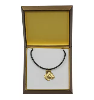Bull Terrier, Bully III - Dog necklace in gift box, gold-plated pendant for dog fan, striking jewellery by Art-Dog