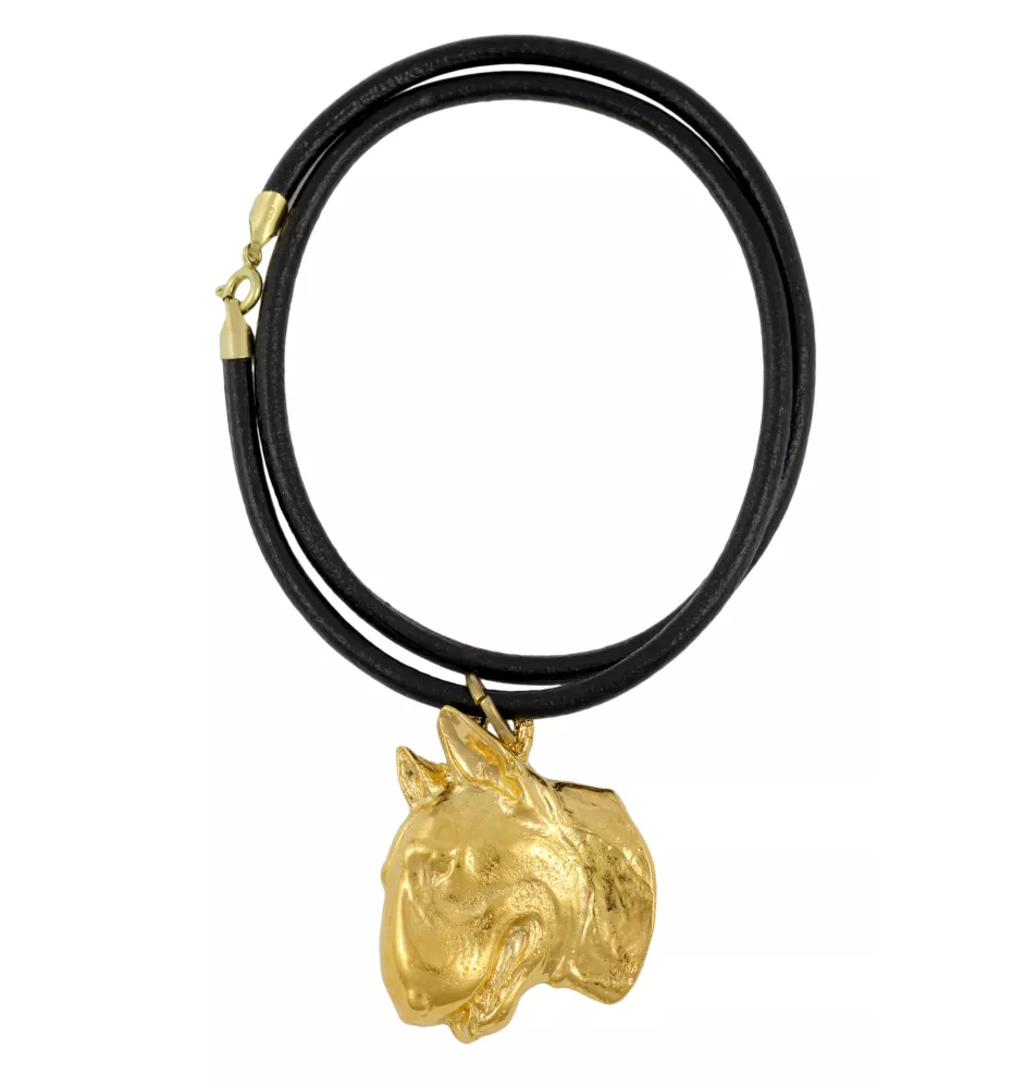 Bull Terrier II - Collier pour chien, pendentif plaqué or pour fan de chien, bijoux uniques de la marque Art-Dog