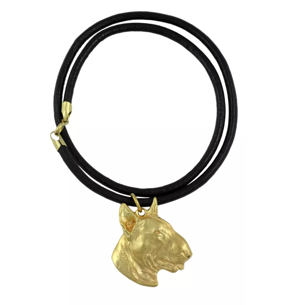 Bull Terrier, Bullterrier III - Hundehalsband, vergoldeter Anhänger für Hundefans, einzigartiger Schmuck der Marke Art-Dog
