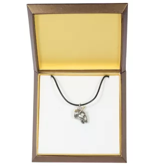 Bull Terrier I - Collier de chien dans une boîte cadeau, médaillon argenté pour fan de chien, pendentif remarquable de la marque Art-Dog