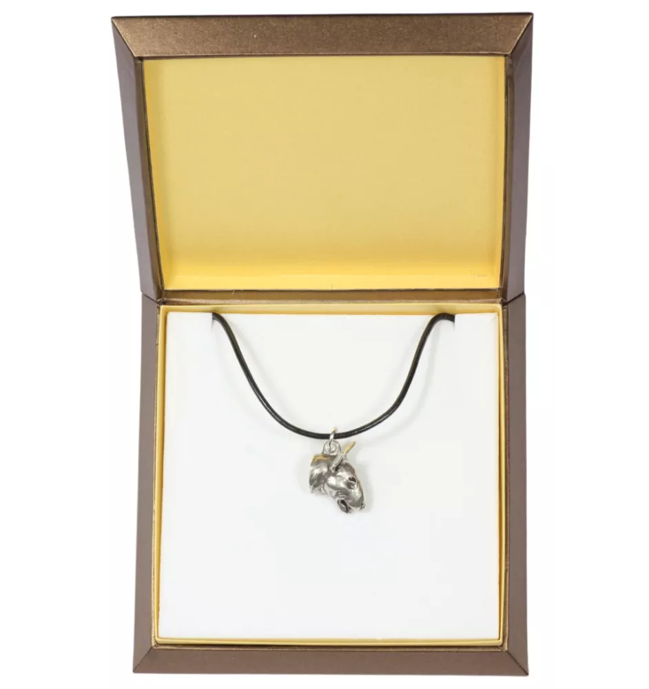 Bull Terrier, Bully I - Dog necklace in gift box, silver-plated locket for dog fan, striking pendant by Art-Dog brand