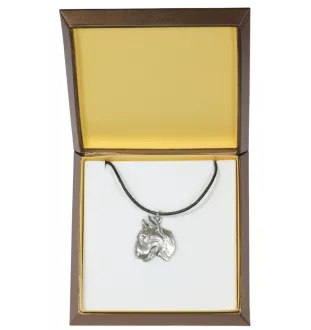 Bull Terrier, Bully II - Dog necklace in gift box, silver-plated locket for dog fan, striking pendant by Art-Dog brand