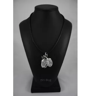 Bull Terrier, Bullterrier II - Hundehalsband in Geschenkbox, versilbertes Medaillon für Hundefans, markanter Anhänger der Marke Art-Dog