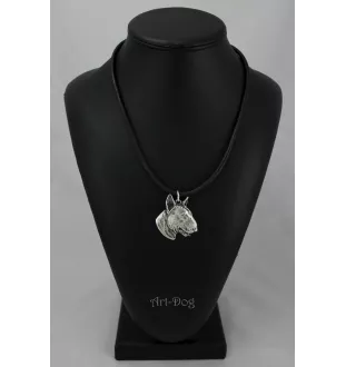 Bull Terrier, Bullterrier III - Hundehalsband in Geschenkbox, versilbertes Medaillon für Hundefans, markanter Anhänger der Marke Art-Dog