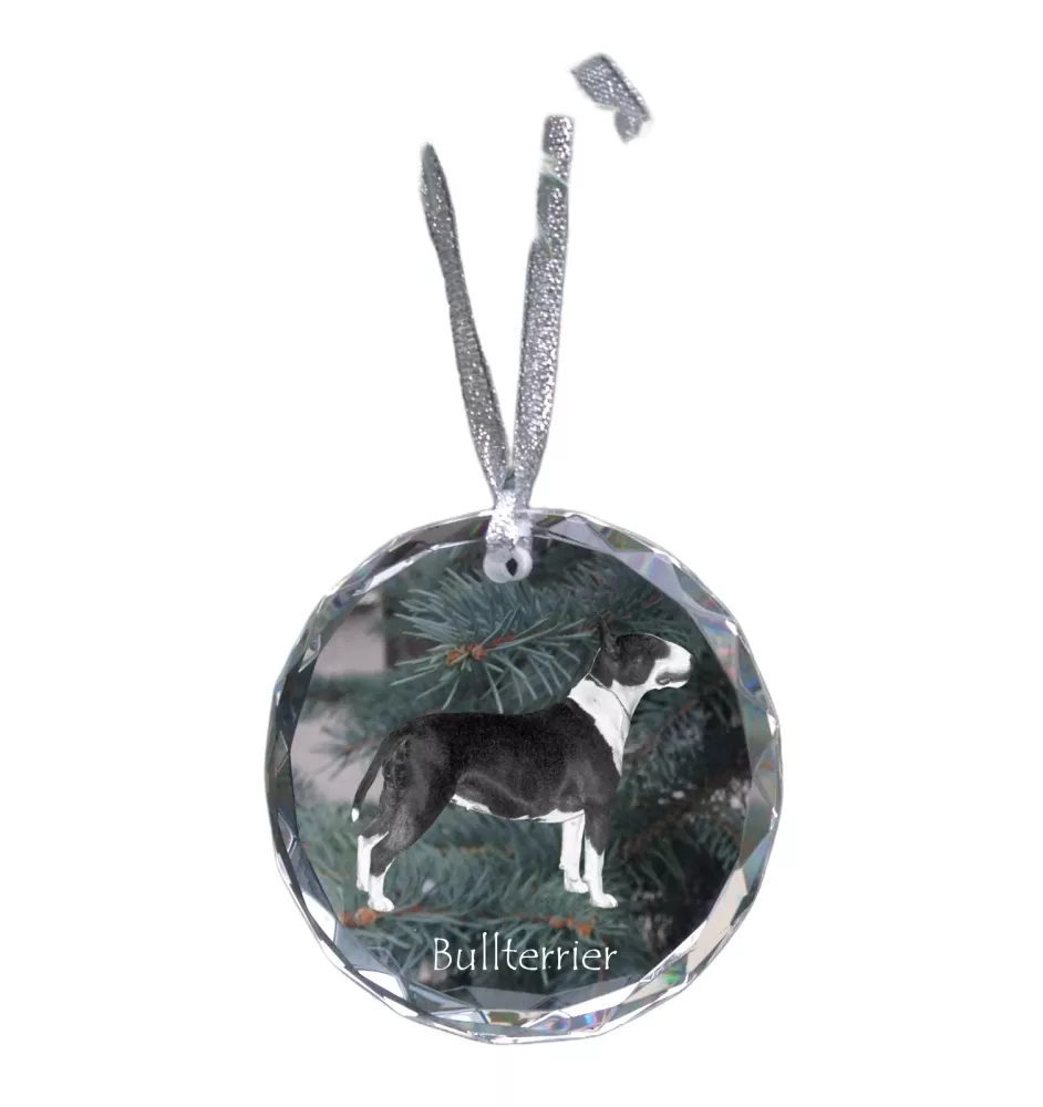 Bull Terrier - boule de Noël en cristal avec une photo, photo de chien dans le cristal, décoration personnalisée pour sapin de Noël de la marque Art-Dog