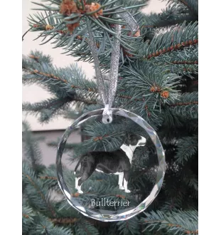 Bull Terrier - boule de Noël en cristal avec une photo, photo de chien dans le cristal, décoration personnalisée pour sapin de Noël de la marque Art-Dog