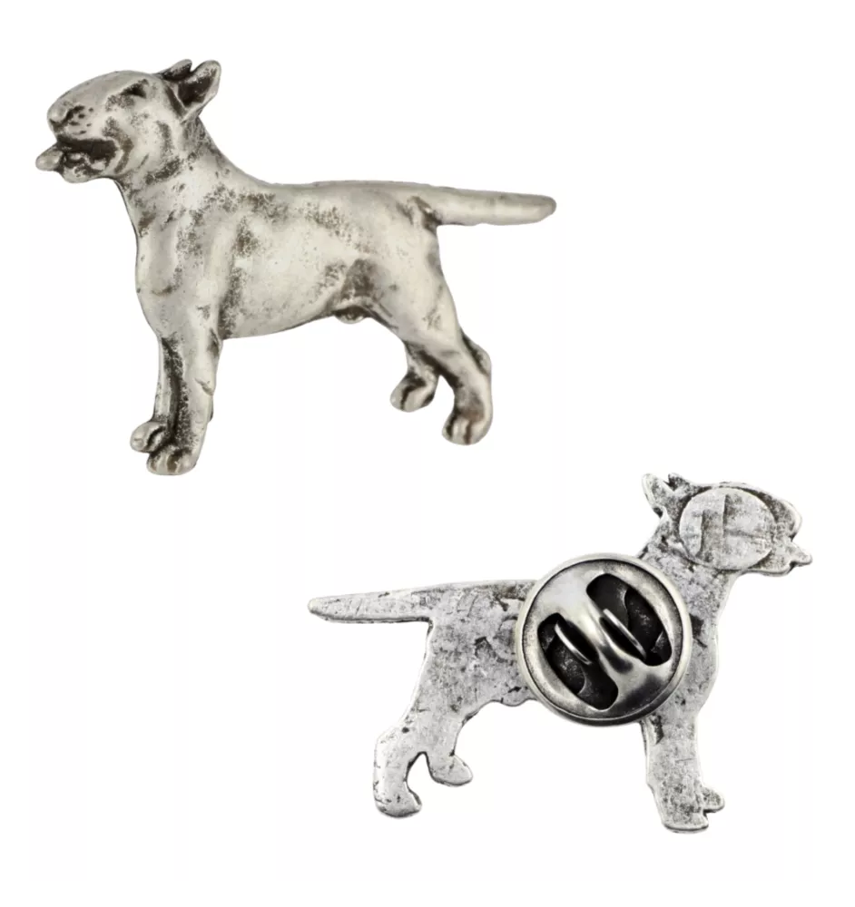 Bull Terrier, Bully I  - Silver-plated dog brooch, elegant pin, jacket lapel decoration by Art-Dog brand