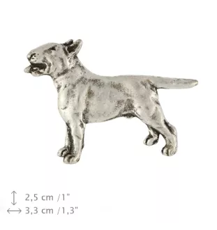 Bull Terrier, Bullterrier I  - Versilberte Hundebrosche, elegante Anstecknadel, Jackenreversschmuck der Marke Art-Dog