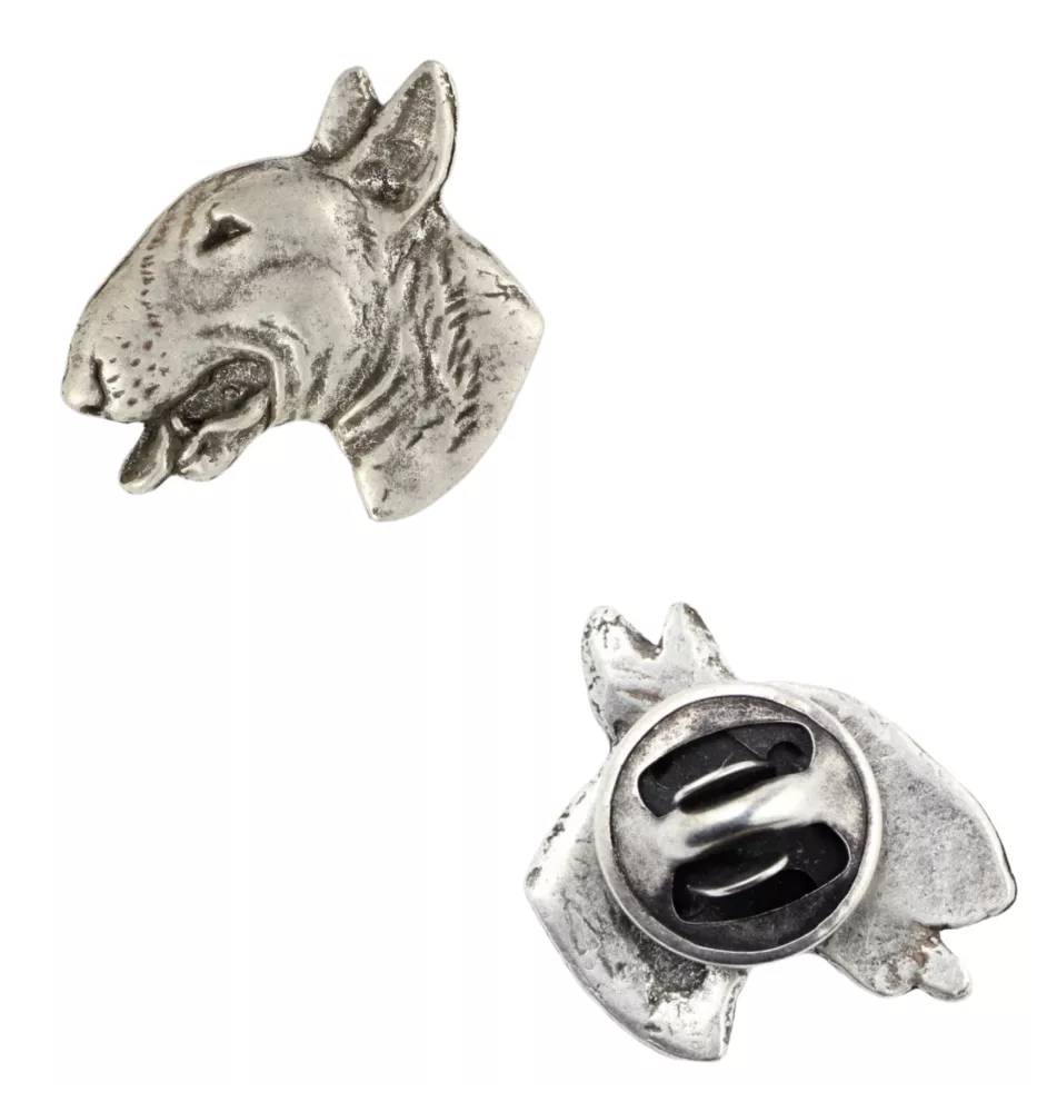 Bull Terrier, Bullterrier II  - Versilberte Hundebrosche, elegante Anstecknadel, Jackenreversschmuck der Marke Art-Dog