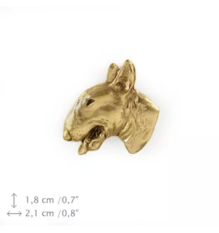 Bull Terrier, Bullterrier II - Hundebrosche in dekorativer Box, elegante vergoldete Anstecknadel, Jackenbrosche der Marke Art-Dog