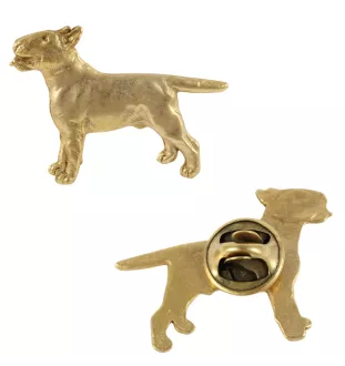 Bull Terrier, Bullterrier III - Hundebrosche in dekorativer Box, elegante vergoldete Anstecknadel, Jackenbrosche der Marke Art-Dog