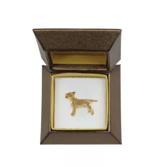 Bull Terrier, Bully III - Dog brooch in decorative box, elegant gold-plated pin, Art-Dog brand jacket pin