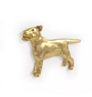 Bull Terrier, Bullterrier III - Hundebrosche in dekorativer Box, elegante vergoldete Anstecknadel, Jackenbrosche der Marke Art-Dog