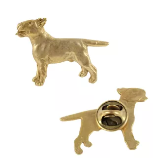 Bull Terrier, Bully I - gold-plated pin brooch, elegant dog ornament, unique pin by Art-Dog brand
