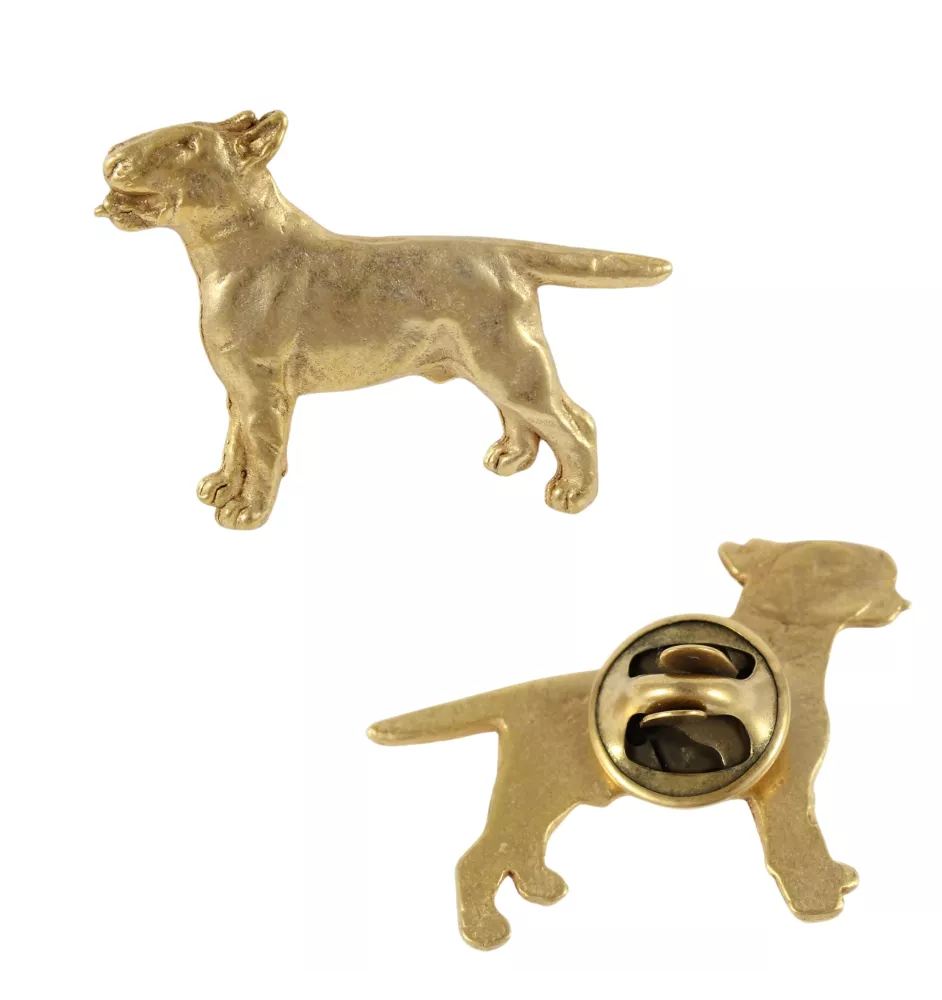 Bull Terrier, Bully I - gold-plated pin brooch, elegant dog ornament, unique pin by Art-Dog brand