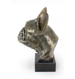 Bouledogue français - buste de chien, grande statue, tête de chien sur socle en pierre, décoration de bureau par la marque Art-Dog