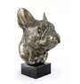 Bouledogue français - buste de chien, grande statue, tête de chien sur socle en pierre, décoration de bureau par la marque Art-Dog