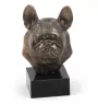 Bouledogue français II - Statue de chien, buste sur socle en pierre, sculpture, trophée pour exposition canine par la marque Art-Dog