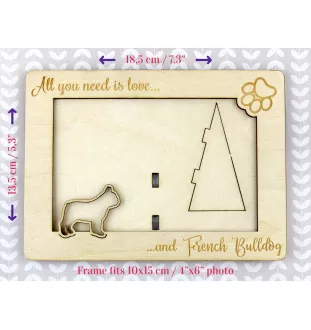 Bouledogue français - Cadre photo, cadre en bois gravé, un joli gadget pour l'amoureux des chiens par Art-Dog