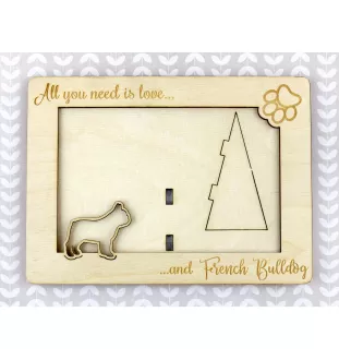 Buldog francuski ramka na zdjęcie ze sklejki Art-Dog