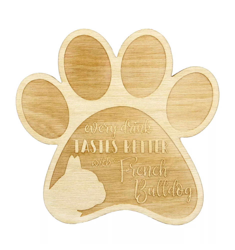 Französische Bulldogge - Tasse Untersetzer, graviert Untersetzer mit Hund, Geschenk für Hundeliebhaber von Art-Dog Marke