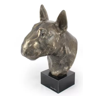 Bull Terrier, Bullterrier - Hundebüste, große Statue, Hundekopf auf Steinsockel, Dekoration für Büro von Art-Dog Marke