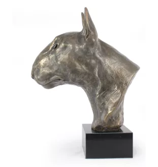 Bull Terrier - buste de chien, grande statue, tête de chien sur socle en pierre, décoration de bureau par la marque Art-Dog