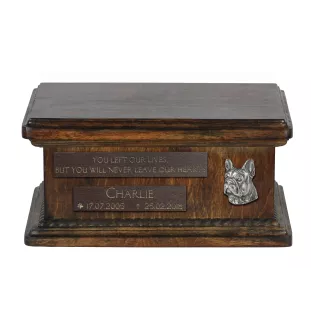 Bouledogue français II - urne en bois pour les cendres d'un chien, urne personnalisée avec une gravure, petite urne pour les cendres de chien de la marque Art-Dog