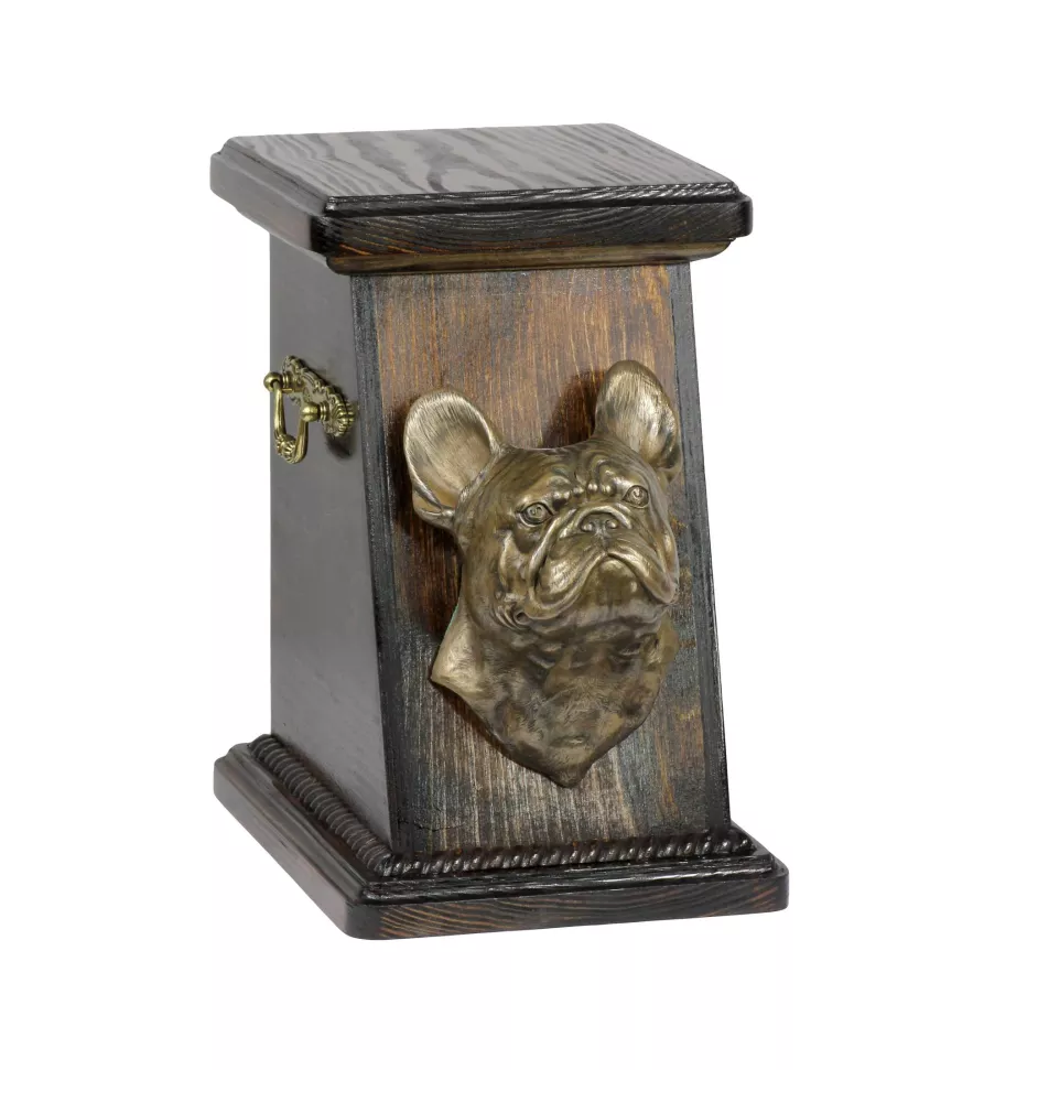 French Bulldog, Frenchie - urn for dog ashes, elegant urn with a statue, commemorative urn with a bust of a dog by Art-Dog brand