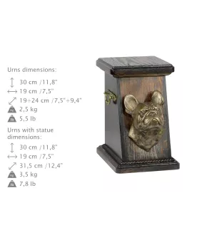 French Bulldog, Frenchie - urn for dog ashes, elegant urn with a statue, commemorative urn with a bust of a dog by Art-Dog brand