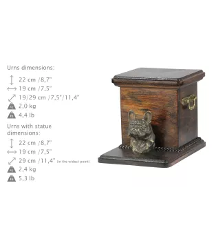French Bulldog, Frenchie - urn for dog ashes with a statuette, elegant urn for a dog, unique urn with a bust of a dog by Art-Dog brand