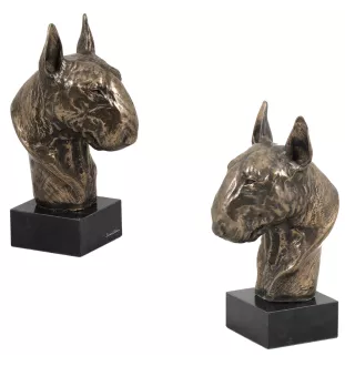 Bull Terrier, Bully I - Dog statue, bust on stone base, sculpture, trophy for dog show by Art-Dog brand