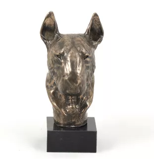 Bull Terrier I - Statue de chien, buste sur socle en pierre, sculpture, trophée pour exposition canine par la marque Art-Dog