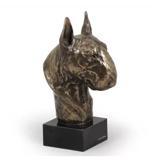 Bull Terrier I - Statue de chien, buste sur socle en pierre, sculpture, trophée pour exposition canine par la marque Art-Dog