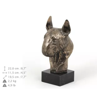 Bull Terrier I - Statue de chien, buste sur socle en pierre, sculpture, trophée pour exposition canine par la marque Art-Dog