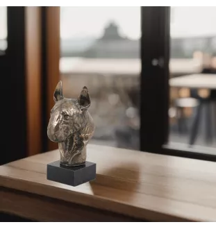 Bull Terrier, Bullterrier I - Hundestatue, Büste auf Steinsockel, Skulptur, Trophäe für Hundeausstellung der Marke Art-Dog