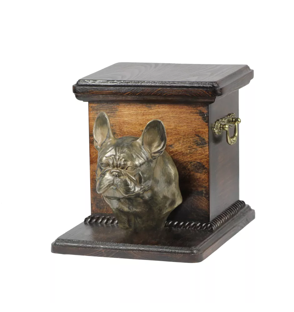 French Bulldog, Frenchie I - urn for dog ashes with a statuette, elegant urn for a dog, unique urn with a bust of a dog by Art-Dog brand