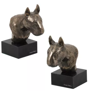 Bull Terrier II - Statue de chien, buste sur socle en pierre, sculpture, trophée pour exposition canine par la marque Art-Dog